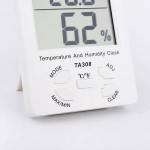 Digital thermometer and hygrometer, alarm clock, with sensor, white color